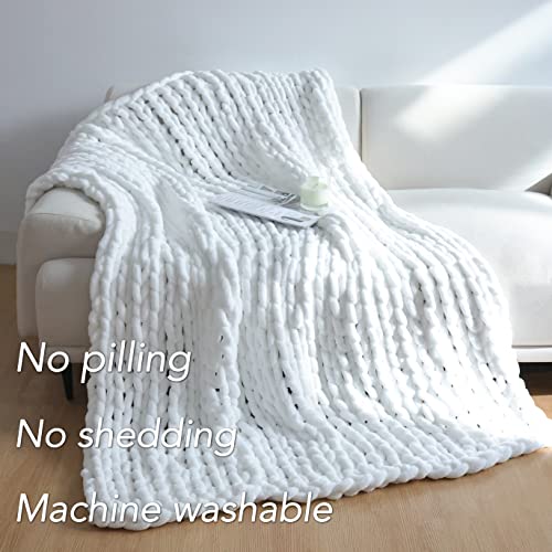 Maetoow Chenille Chunky Knit Blanket Throw （40×50 Inch）, Handmade Warm & Cozy Blanket Couch, Bed, Home Decor, Soft Breathable Fleece Banket, Christmas Thick and Giant Yarn Throws, White - Image 3