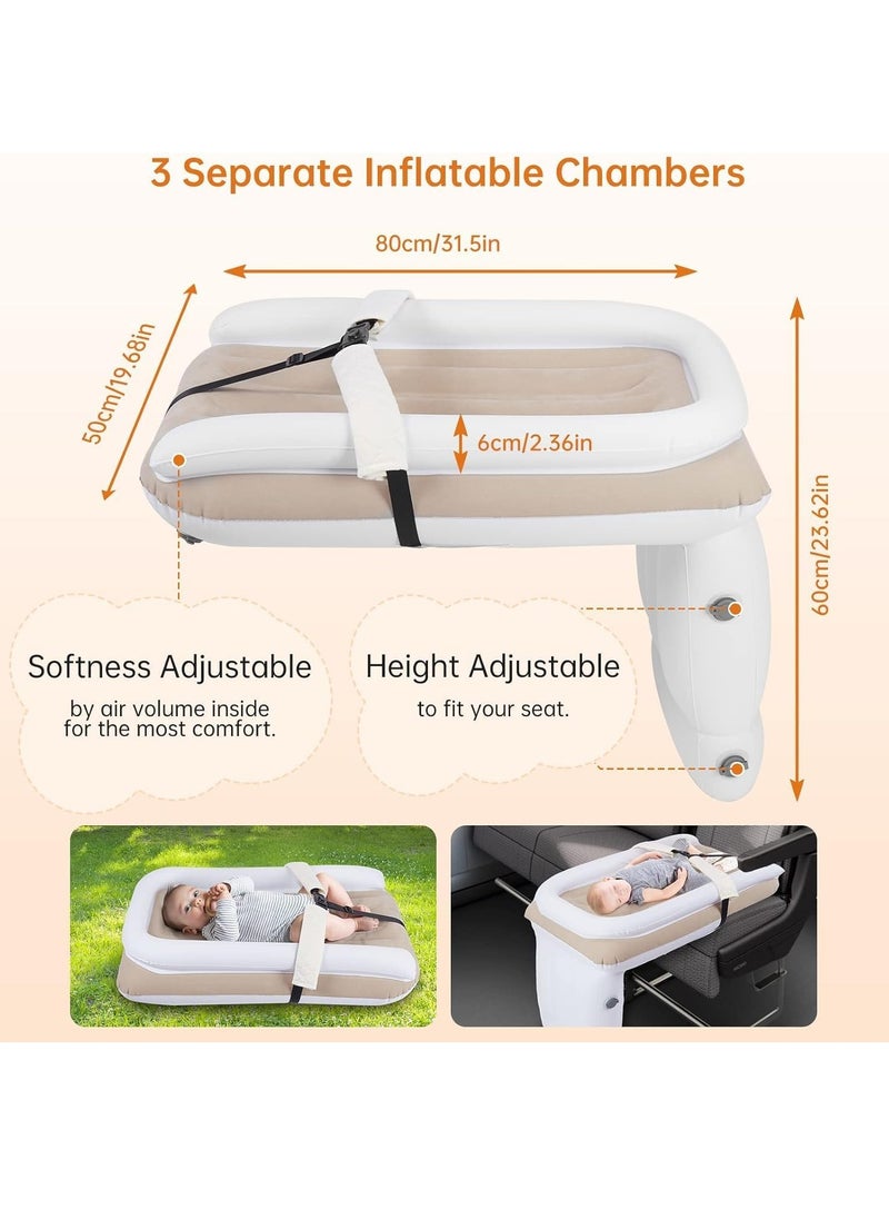 VUCATIN Inflatable Airplane Bed for Kids Baby Travel Plane Bed with Hand Pump Kids Bed Fits Most Airplane Seats Car Seat for Convenient Toddler Travel Seat Belt and Carry Bag  - Image 3