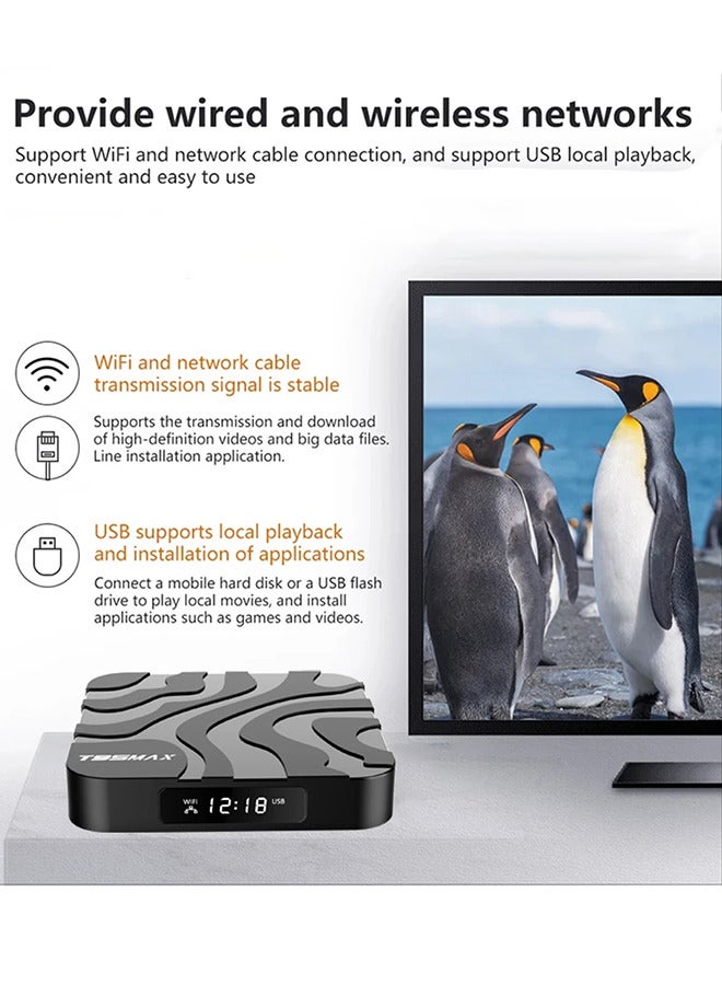 TV BOX 8K android 12 4GB RAM 64GB ROM, Android TV Box With WiFi BT Quad Core HD Media Player Set Top Box  - Image 5