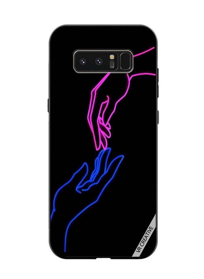 VR CREATIVE Protective Case Cover For Samsung Galaxy Note 8 Hands In Neon Lights Design Multicolour - Image 1
