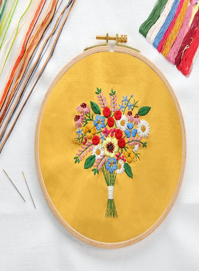 MAMUNU Canvas Tote Bag Embroidery Kit with Pattern for Beginners, Arts and DIY Crafts Kits for Adults, Include Instructions Embroidery Bag, Embroidery Hoops, Color Threads and Tool (Yellow) - Image 2