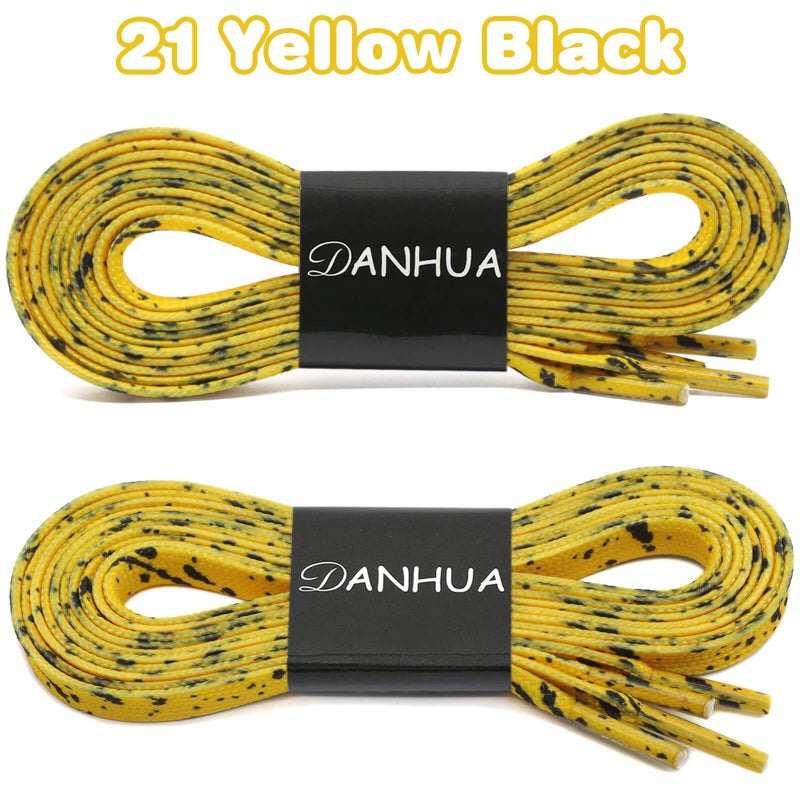 DANHUA Flat Yellow Black Shoelaces 55 inch for Sneakers Art Printed Pattern String 2 Pair - Image 2