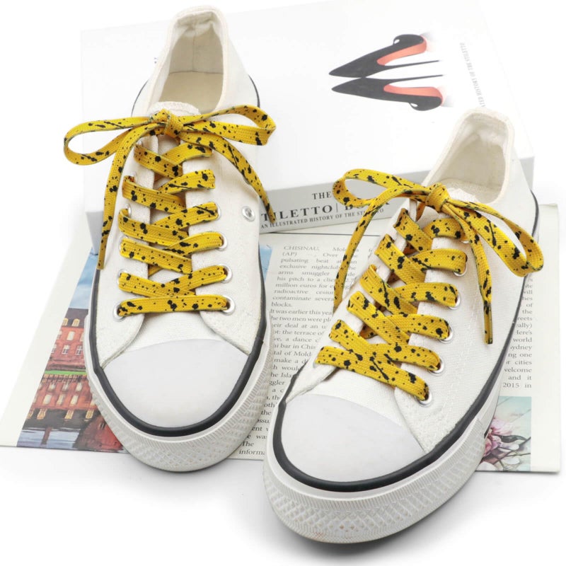 DANHUA Flat Yellow Black Shoelaces 55 inch for Sneakers Art Printed Pattern String 2 Pair - Image 4