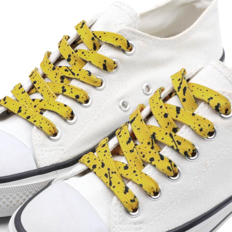 DANHUA Flat Yellow Black Shoelaces 55 inch for Sneakers Art Printed Pattern String 2 Pair - Image 3
