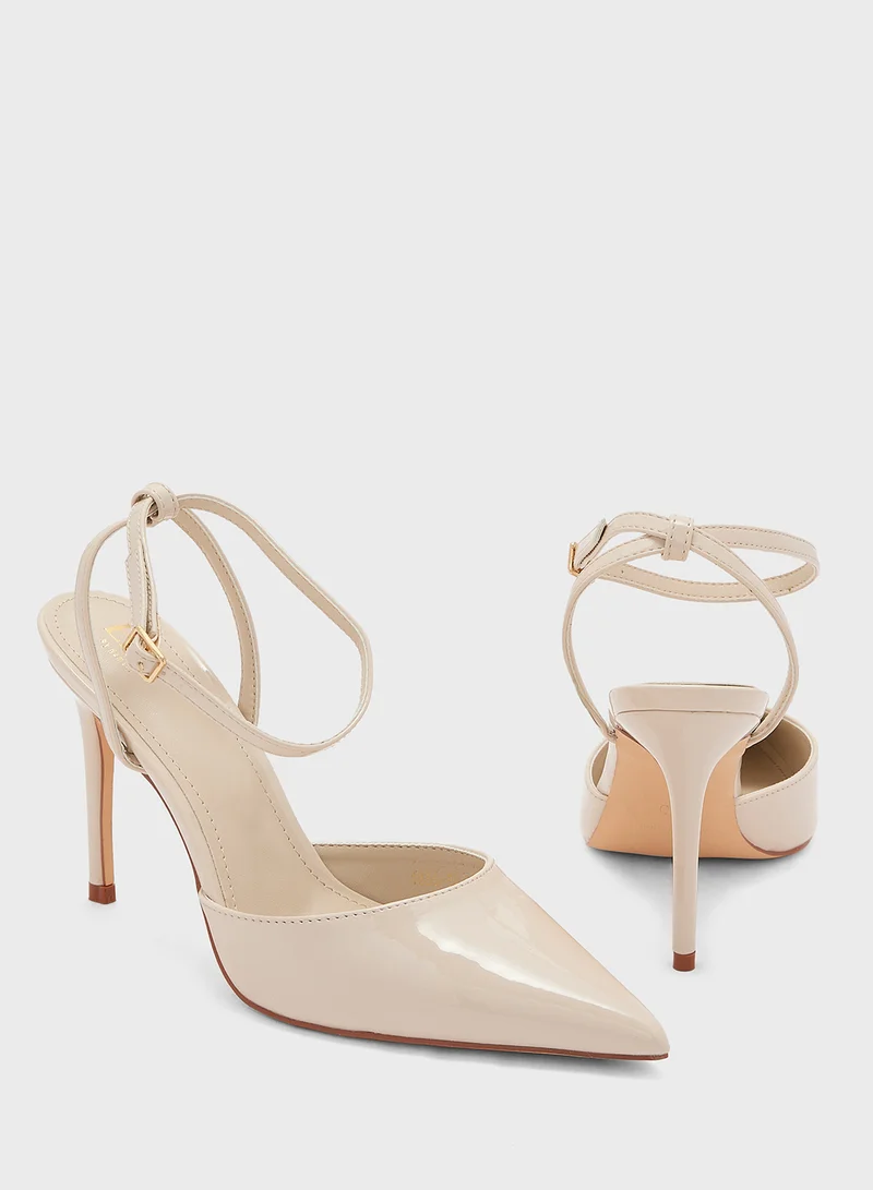 ELLA Patent Counter Strap Pointy High Heel Pump