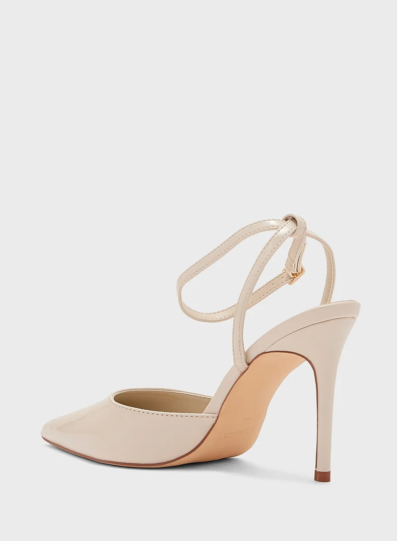 ELLA Patent Counter Strap Pointy High Heel Pump