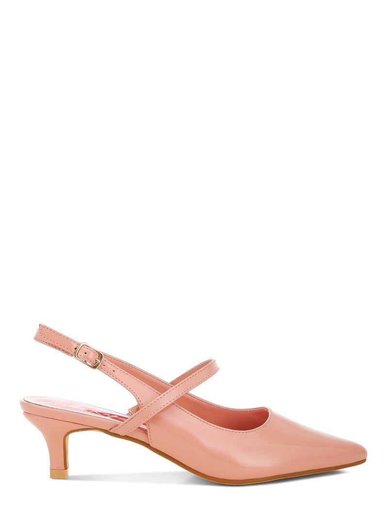 لندن راج صندل بكعب هريرة Slingback باللون الوردي  - Image 1