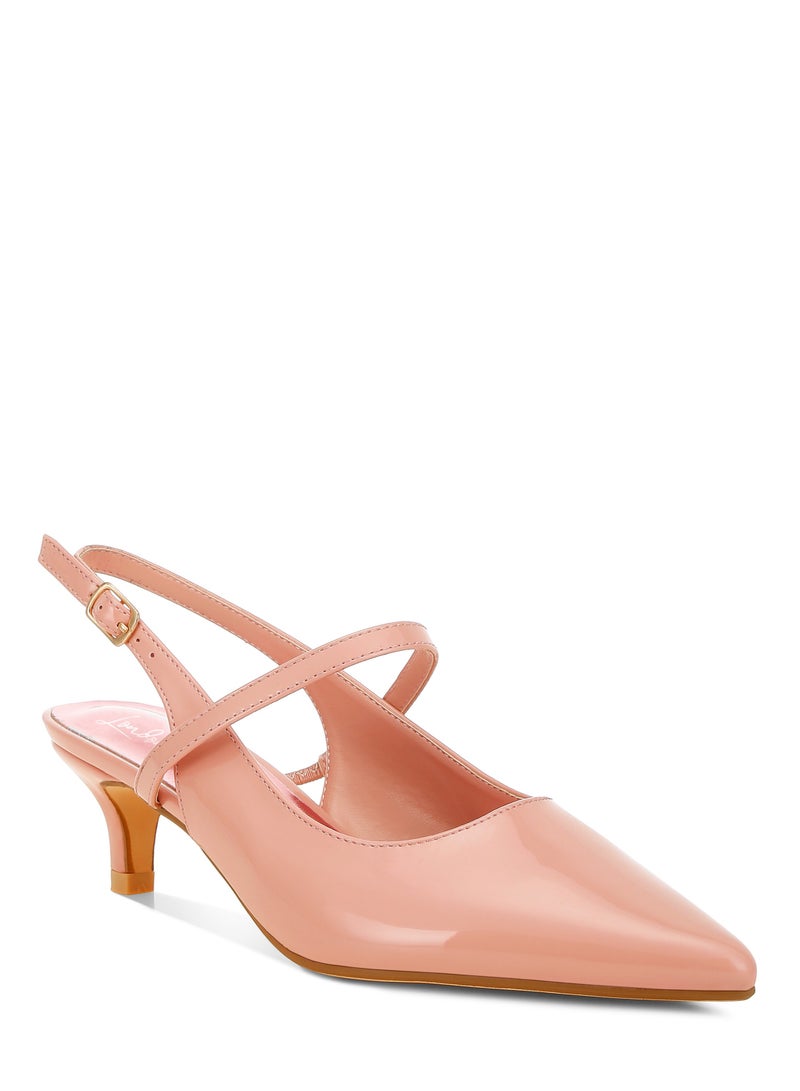 لندن راج صندل بكعب هريرة Slingback باللون الوردي  - Image 2