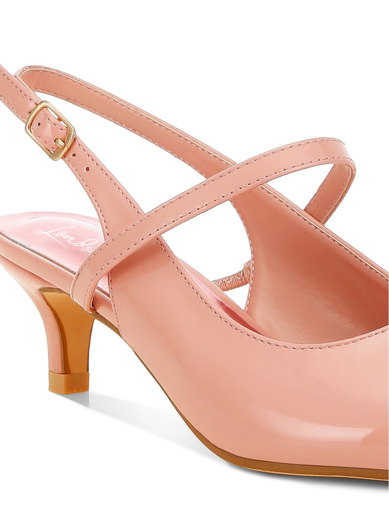 لندن راج صندل بكعب هريرة Slingback باللون الوردي  - Image 5