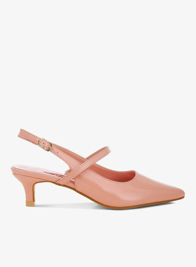 Kitten Heel Slingback Sandals in Pink