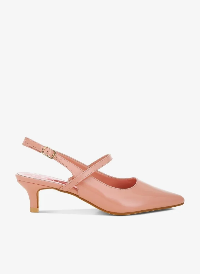 Kitten Heel Slingback Sandals in Pink