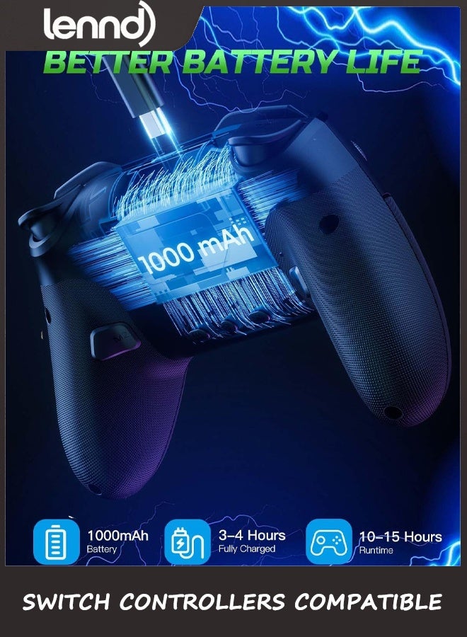 LENND Switch Controllers Compatible with Switch 2/Lite/OLED/PC Windows, 1000mAh Programmable RGB Lightning LED, Wireless Pro Controller with One Key Pairing/Wake Up/Turbo/Vibration - Image 5