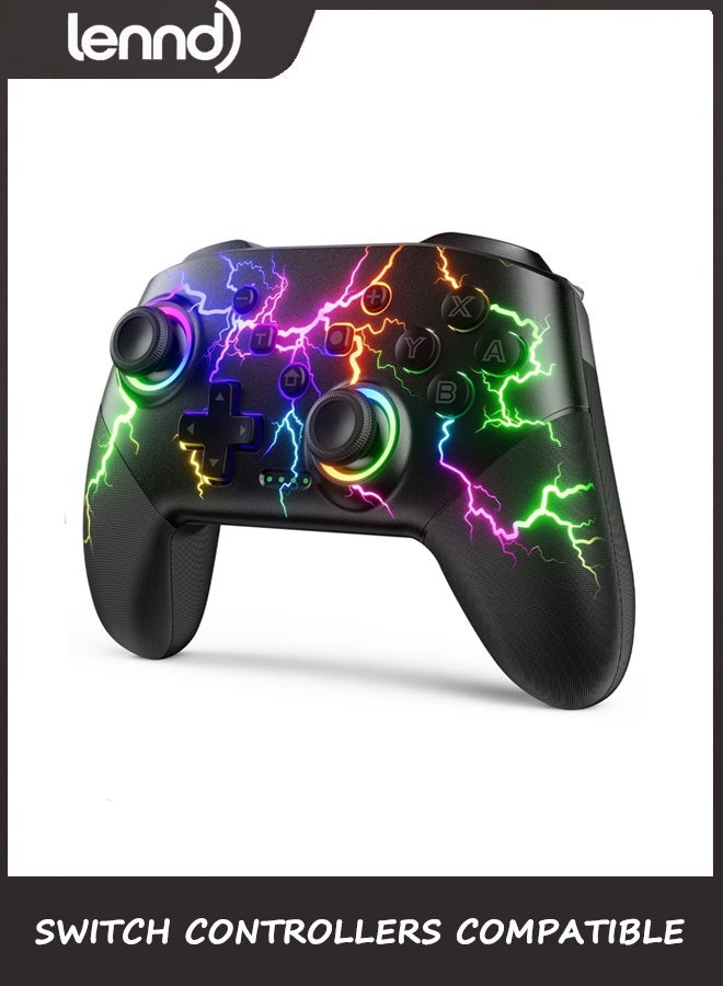 LENND Switch Controllers Compatible with Switch 2/Lite/OLED/PC Windows, 1000mAh Programmable RGB Lightning LED, Wireless Pro Controller with One Key Pairing/Wake Up/Turbo/Vibration - Image 1