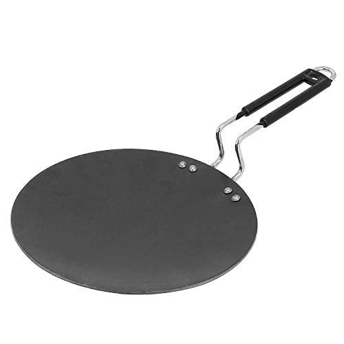 Yashvin Extra Heavy Base Iron Tawa Induction Base 10 Inch for Roti Paratha Chapati Phulka Omelette with Stainless Steel Handle Color (Black) - Image 1