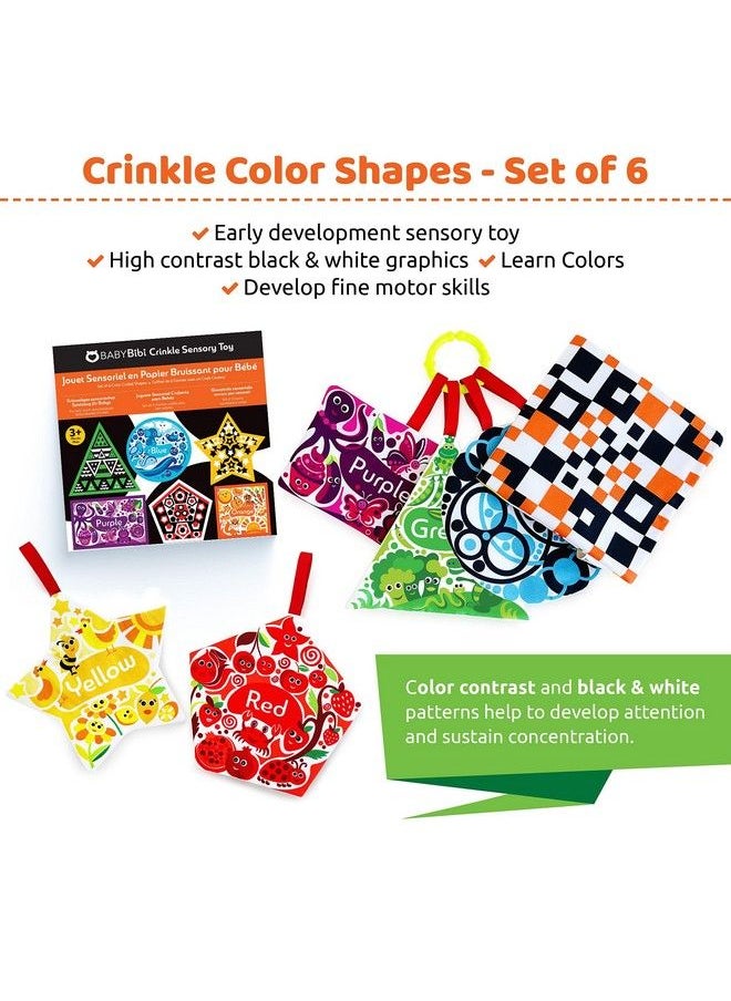 BabyBibi High Contrast Crinkle Paper Shapes Baby Sensory Toys For Visual Development Tummy Time Crib Stroller & Car Seat Crinkle Toys For Babies & Infants 3 Months+  - Image 3