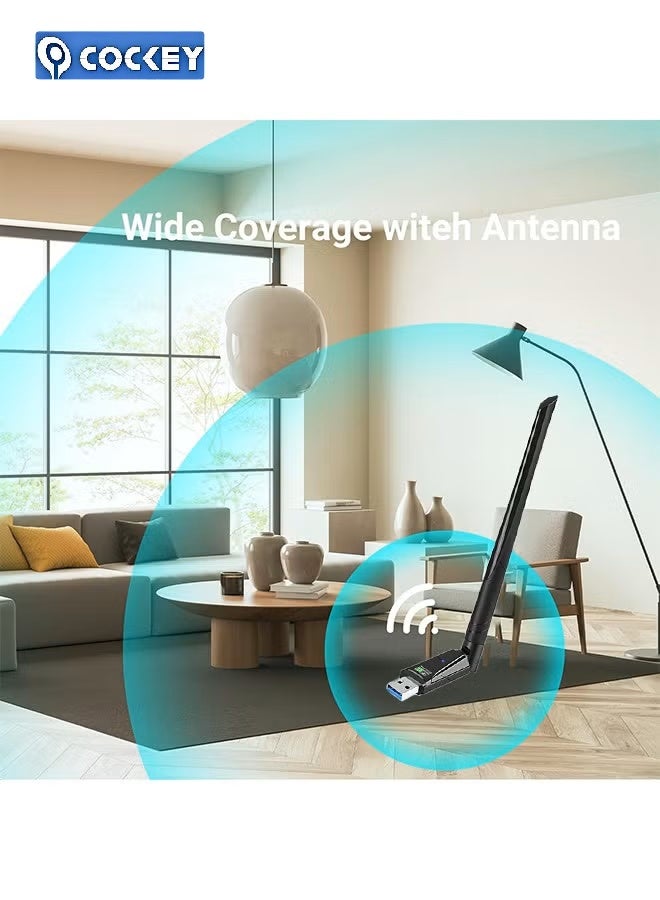 COCKEY Bluetooth wireless USB WiFi adapter PC, remote USB Bluetooth antenna, wireless transmission of Bluetooth mouse, keyboard, headphones, speaker, desktop, compatible with laptops - win11/10/8.1 - Image 2