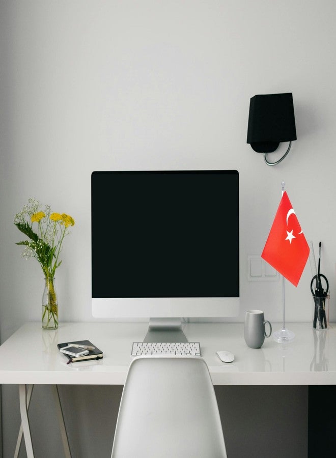 Rotenl Turkey Desk Flag, Turkish Table Office Flag with Metal Pole and Stand Base, International Country Flags, Festival Event Celebration, Classroom Meeting Desktop Decor (Turkey) - Image 4