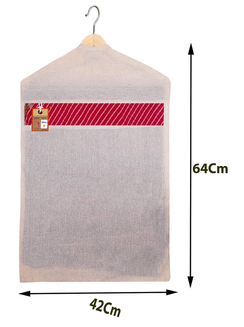 atorakushon Hanging Saree Covers 100% Cotton Wardrobe Cloth organizer for Storage Garment Storage Bags Pack of 6 (Hangers are Not Included) - Image 4
