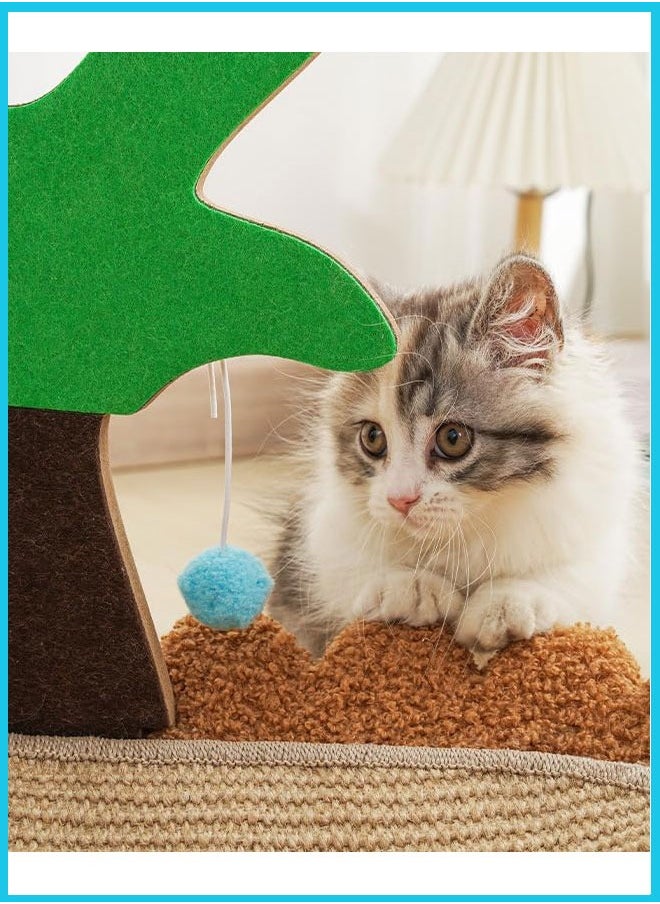 Berma Baby - Cat Scratcher Bed with Dangling Ball, 2 in 1 Oval Cat Scratching Bed for Indoor Cats, Sisal Cat Training Toy Coconut Tree Cat Scratching Cat Scratch Lounge with Scratching Toy - Image 1