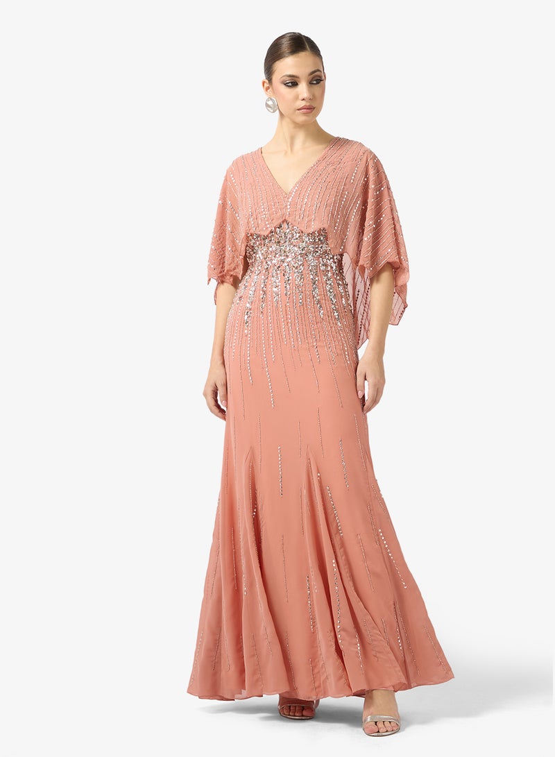 Amelia Rose Embellished v-neck  maxi dress - Image 1