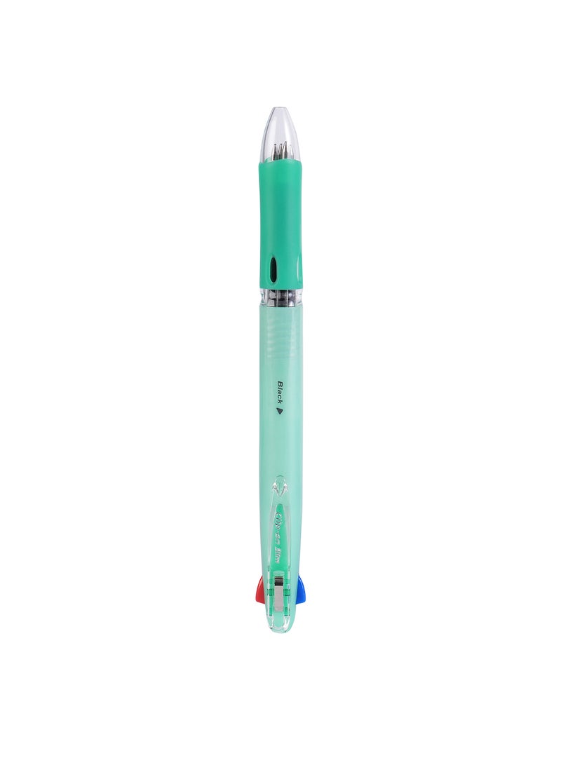 ZEBRA Clip-On Multi Pen 4in1 ( 0.7 mm) , 4 Colors , Soft Comfort Grip for Smooth Writing , Pack of 10 Pens - Green - Image 2