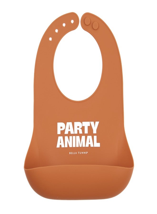 Bella Tunno Baby Bib for Eating by Bella Tunno, Waterproof Silicone Bib with Large Food Catcher, Adjustable Fit for Babies 4-12 months & Toddlers 1-3 Years, Boys & Girls, Party Animal - Image 1