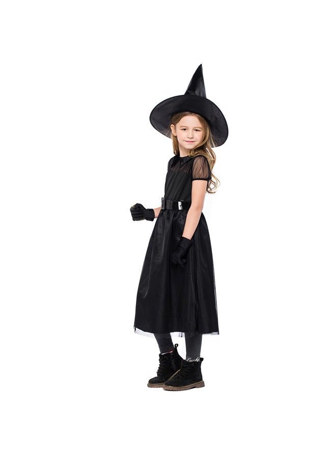 AGQT Halloween Witch Toddler Girls Costumes Fancy Party Dress Up Outfit for Girls Size 6-7 Years Black - Image 2