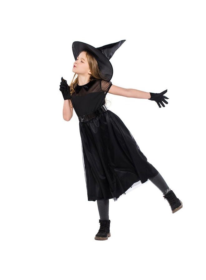 AGQT Halloween Witch Toddler Girls Costumes Fancy Party Dress Up Outfit for Girls Size 6-7 Years Black - Image 3