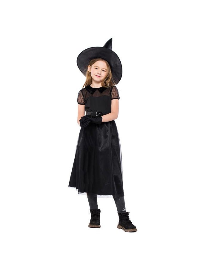 AGQT Halloween Witch Toddler Girls Costumes Fancy Party Dress Up Outfit for Girls Size 6-7 Years Black - Image 1