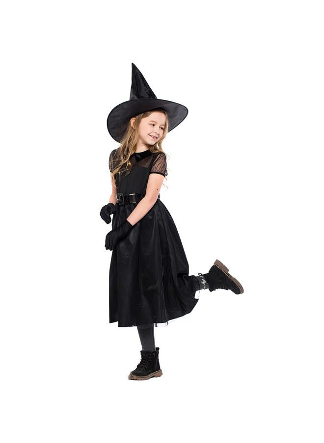 AGQT Halloween Witch Toddler Girls Costumes Fancy Party Dress Up Outfit for Girls Size 6-7 Years Black - Image 4