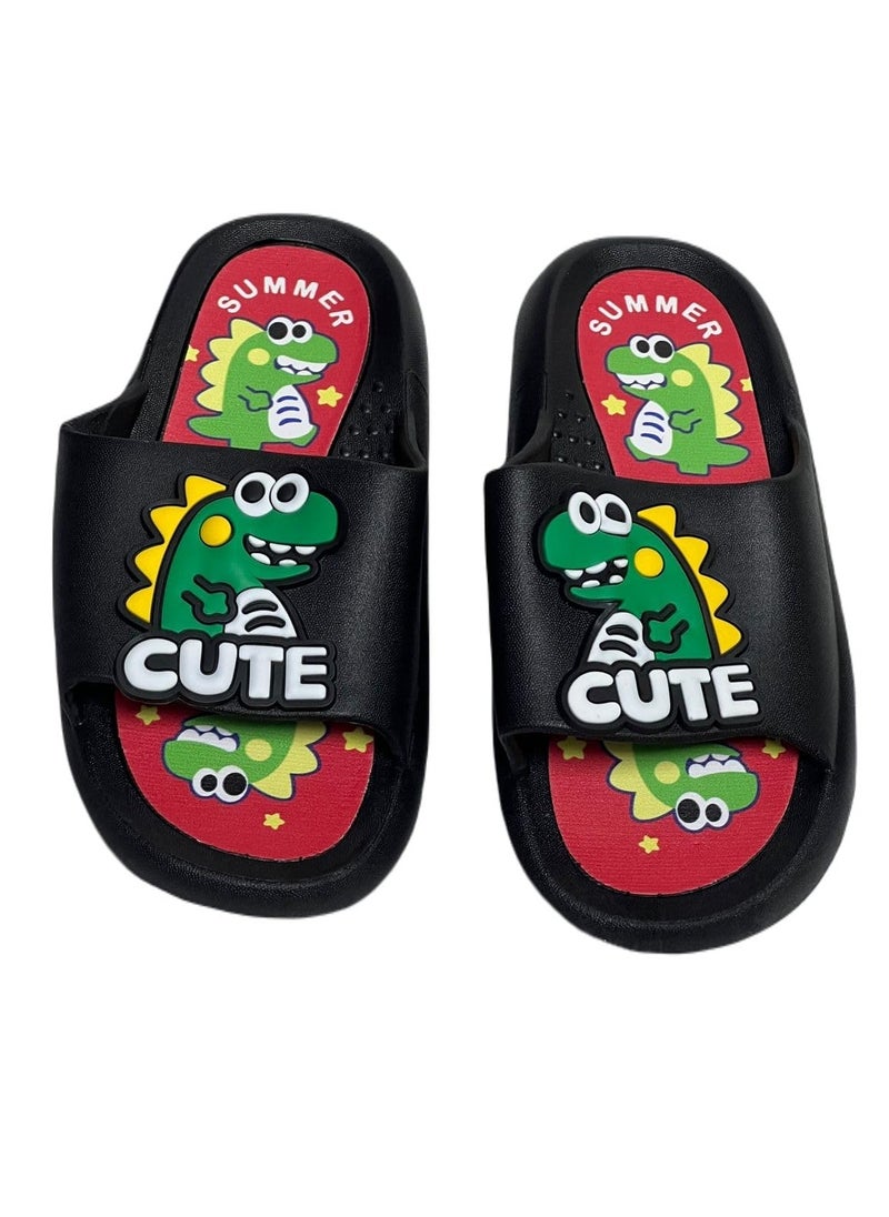 QSHOP Cute Dinosaur Slide Sandals for Kids Boys Girls Non-Slip Quick Dry Shower Slippers Open Toe Shoes for Indoor Outdoor Beach Bathroom Children's slippers  - Image 1