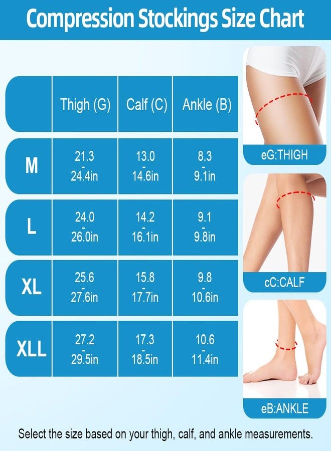 AOOSA Closed Toe Thigh High Compression Stockings for Women & Men, Soft Elastic Breathable Compression Socks with Sock Washing Bag, Firm 23-32 mmHg Graduated Support for Varicose Veins, Edema(M) - Image 3