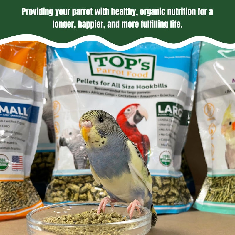 TOP's Parrot Food طعام الببغاء من TOP - حبيبات للببغاوات الصغيرة والمتوسطة والكبيرة - خالية من الكائنات المعدلة وراثيًا، خالية من الفول السوداني وفول الصويا والذرة، معتمدة من وزارة الزراعة الأمريكية - 4 رطل / 1.81 كجم - Image 5