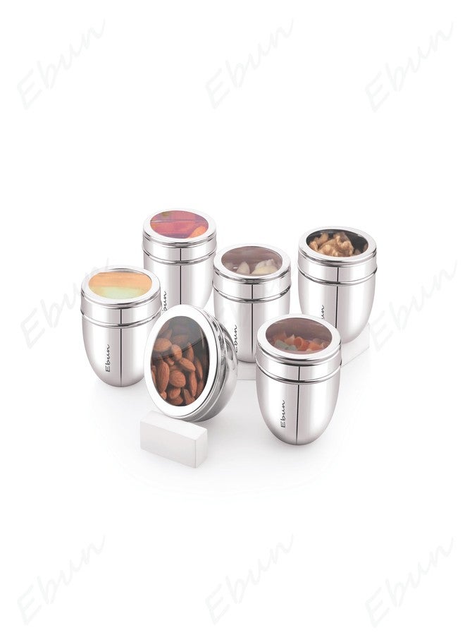 Ebun Stainless Steel See Through Containers for Kitchen | Conical Shape Small Stainless Steel Dabba Set for Kitchen | Steel Container with Lid | 200 Ml Capacity | Pack of 6 - Image 5