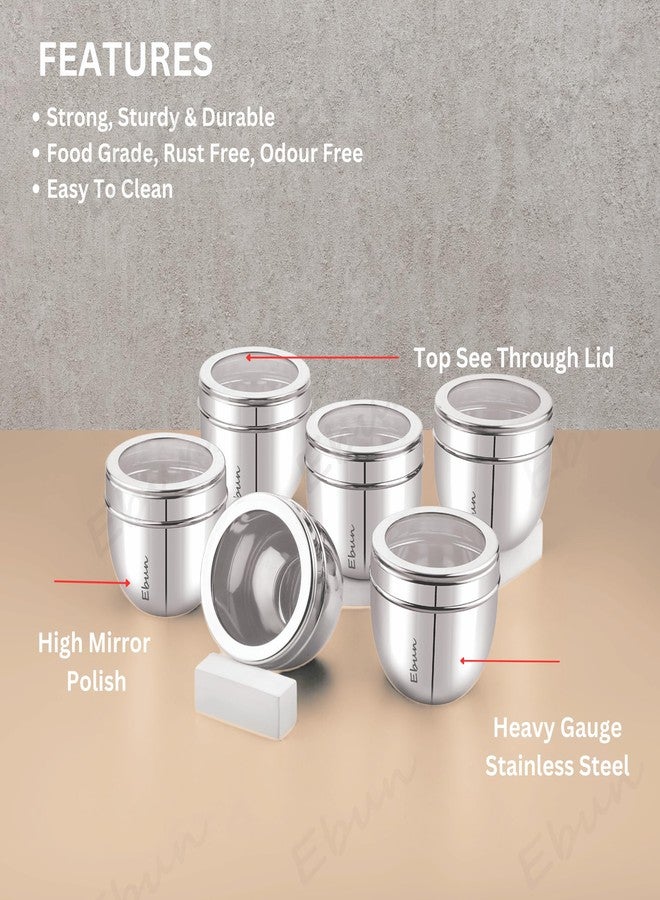 Ebun Stainless Steel See Through Containers for Kitchen | Conical Shape Small Stainless Steel Dabba Set for Kitchen | Steel Container with Lid | 200 Ml Capacity | Pack of 6 - Image 4