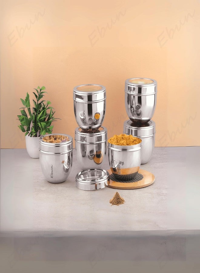 Ebun Stainless Steel See Through Containers for Kitchen | Conical Shape Small Stainless Steel Dabba Set for Kitchen | Steel Container with Lid | 200 Ml Capacity | Pack of 6 - Image 2