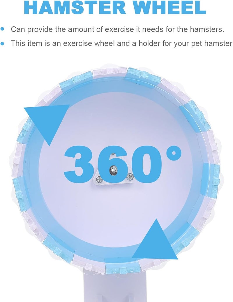 Abaodam Hamster Wheel and Exercise Stand 18cm Blue White, Small Animal Running for Gerbils, Mice, and Hedgehogs in Cage - Image 3