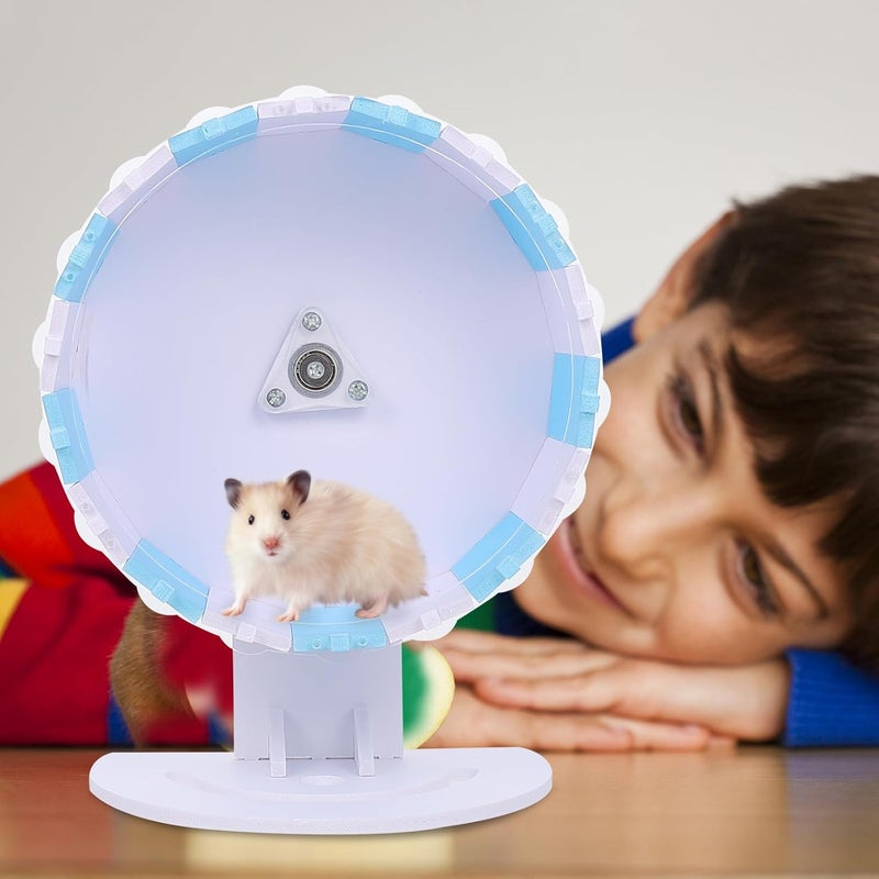 Abaodam Hamster Wheel and Exercise Stand 18cm Blue White, Small Animal Running for Gerbils, Mice, and Hedgehogs in Cage - Image 5