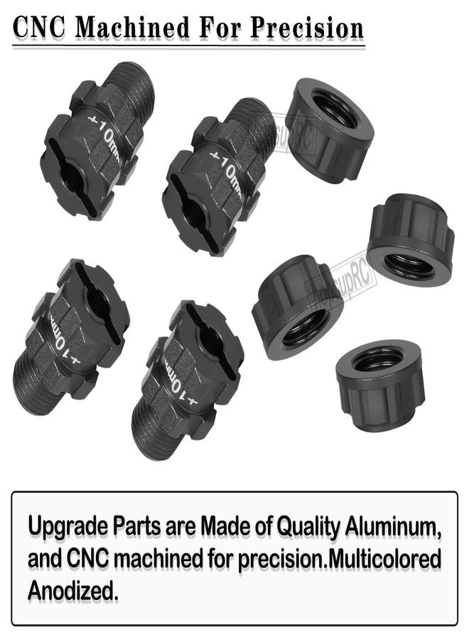 hopsupRC RC Aluminum 14mm to 17mm Wheel Hex 10mm Extended Wheel Hub Drive with Anti-dust Cap Nuts Upgrades Part for 1/10 Granite Senton New Big Rock Typhon 3S BLX,Black - Image 3