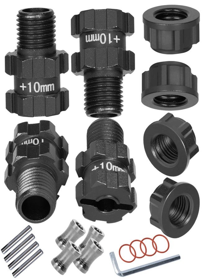 hopsupRC RC Aluminum 14mm to 17mm Wheel Hex 10mm Extended Wheel Hub Drive with Anti-dust Cap Nuts Upgrades Part for 1/10 Granite Senton New Big Rock Typhon 3S BLX,Black - Image 1