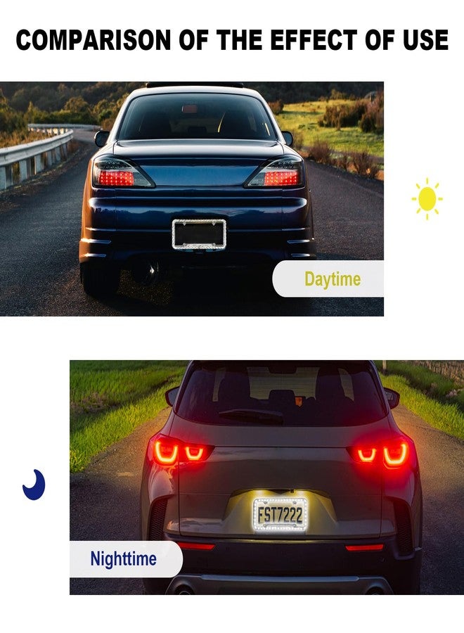 NYTKL 12V 48 LED Color Light License Plate Frame, Acrylic Plastic Licence Plate Cover with Bright LED Lights, Waterproof Car Tag Decor Front and Rear License Frame with Screws (White) - Image 5