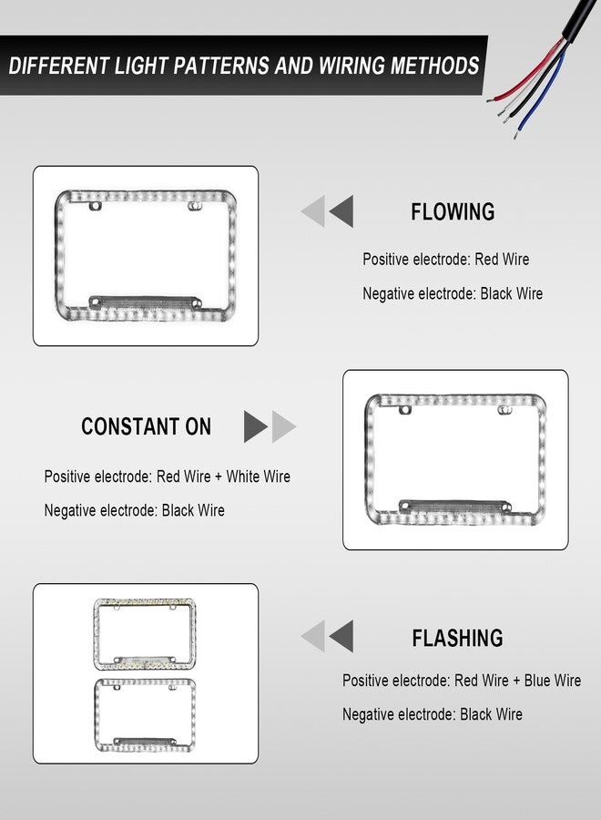 NYTKL 12V 48 LED Color Light License Plate Frame, Acrylic Plastic Licence Plate Cover with Bright LED Lights, Waterproof Car Tag Decor Front and Rear License Frame with Screws (White) - Image 4