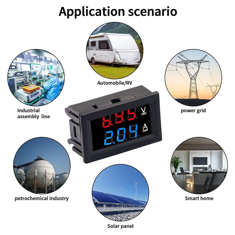 DaFuRui 2Pack Dual Display Volt Amp Meter DC Voltmeter Ammeter LED Digital DC 4.5-100V/50A Voltage Current Measurement Meter with Shunt - Image 5