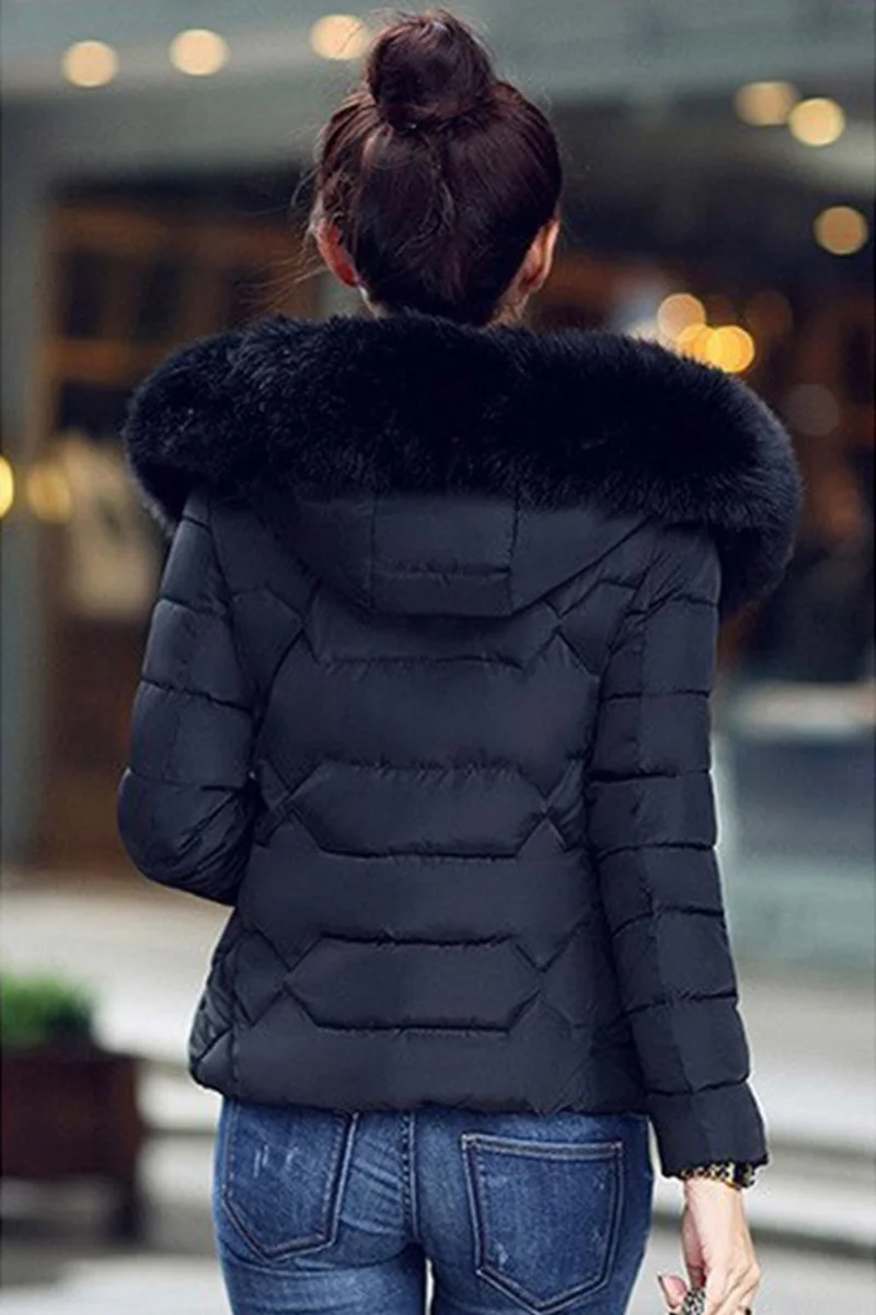باربورا Women's Daily Fur Puffer Coat 807BLACK