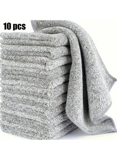 QUALITY 10-Pack Super Absorbent Microfiber Cleaning Cloths, Kitchen Towel - Thick Quick Dry Bamboo Charcoal Fiber Towels for Car And Kitchen, Non-Oil, Washable  - Image 1