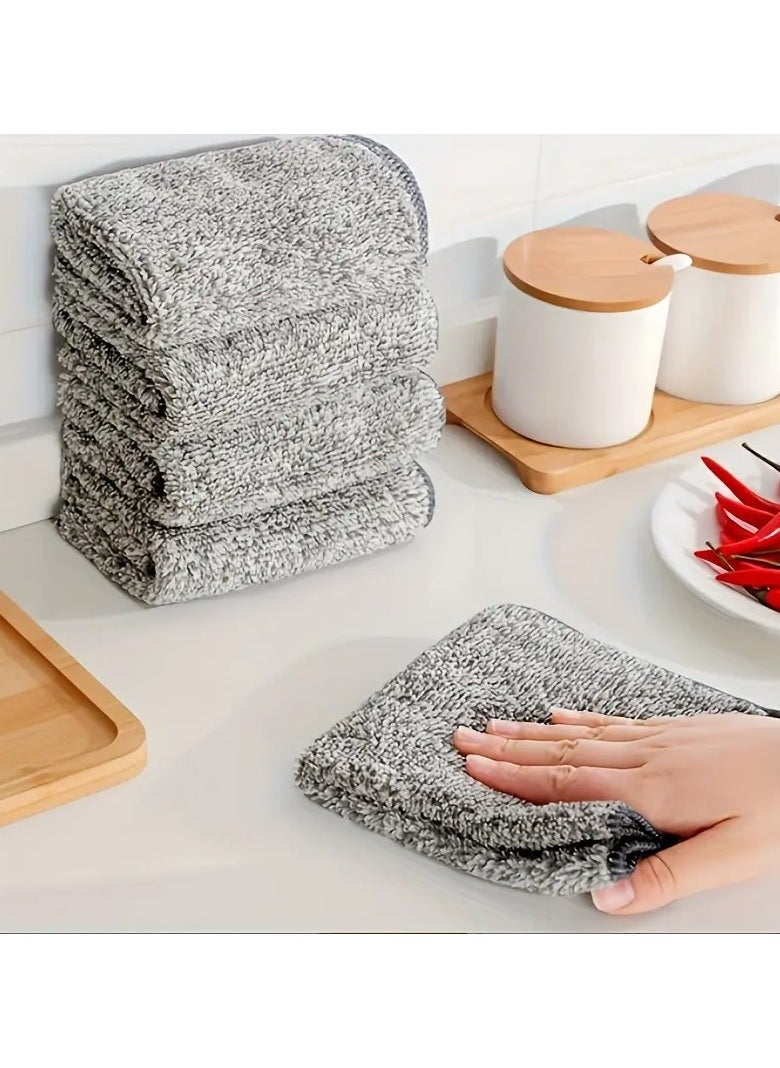 QUALITY 10-Pack Super Absorbent Microfiber Cleaning Cloths, Kitchen Towel - Thick Quick Dry Bamboo Charcoal Fiber Towels for Car And Kitchen, Non-Oil, Washable  - Image 4