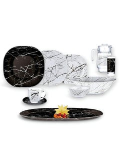 Luminarc Dishes luminarc arcopyrex dinner set 46 piece - MARBLE PORTORO SILVER 