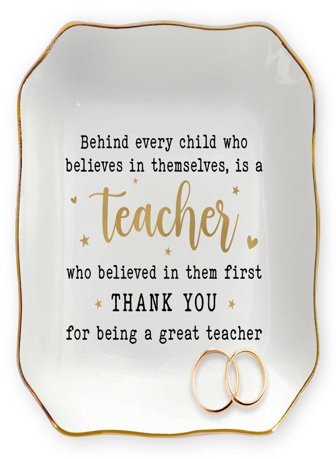 OASSIE Christmas Teacher Gifts for Women - 4"X4" Ceramic Jewelry Dish Tray - Christmas Birthday Thank You Teacher Appreciation Gifts for Women - Image 1