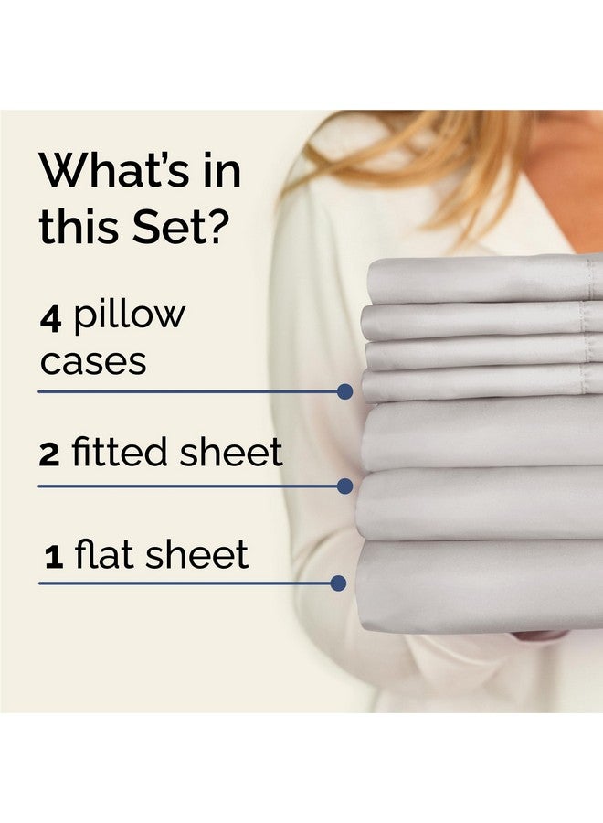 CGK Unlimited Split King 7 Piece Sheet Set - Comfy, Breathable & Cooling - Hotel Luxury Bedding for Women, Men, Kids & Teens - 1 Flat & 2 Fitted Sheets & 4 Pillowcases w/ Deep Pockets - Wrinkle Free - French Grey - Image 2