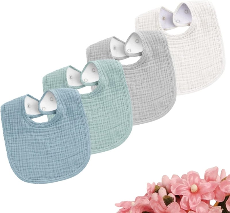 Soft Cotton Muslin Baby Bibs - 4 Pack - Image 1